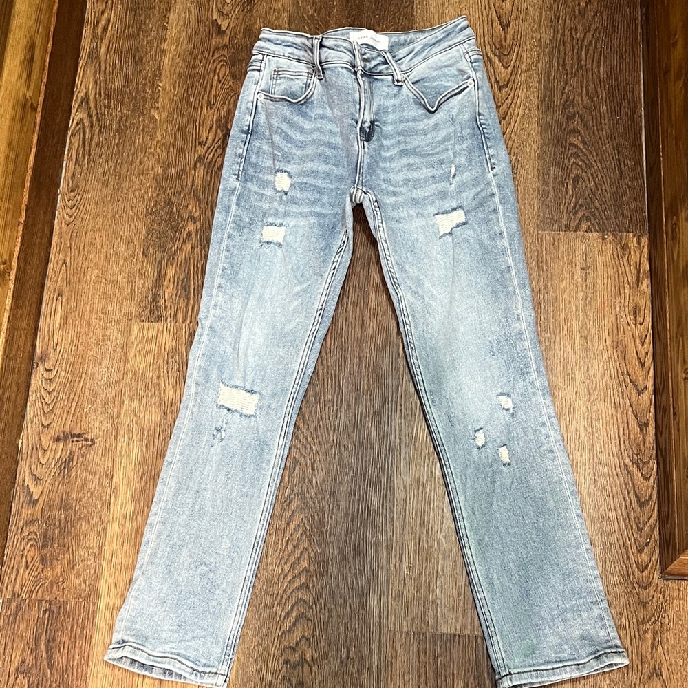 Dear John Light Blue Distressed Straight Leg Jeans